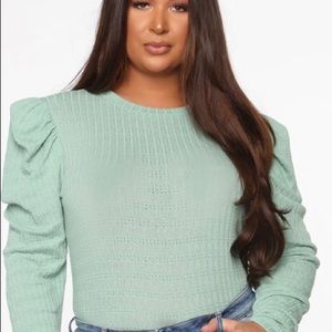 Puffy Sleeve Shirt- Mint